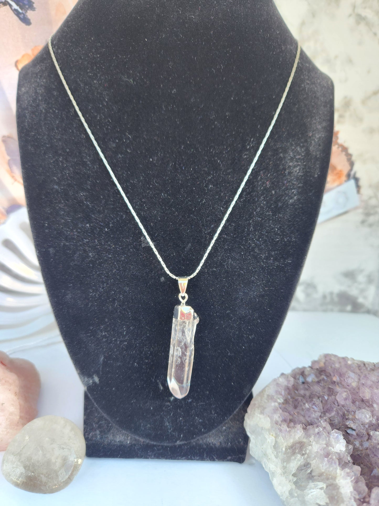 Clear quartz pendant necklace