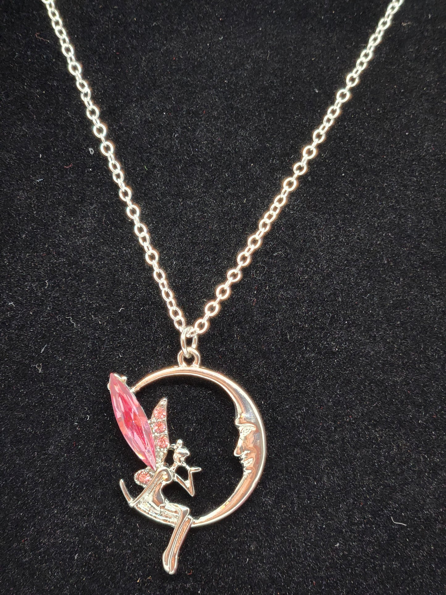 Pink moon fairy necklace