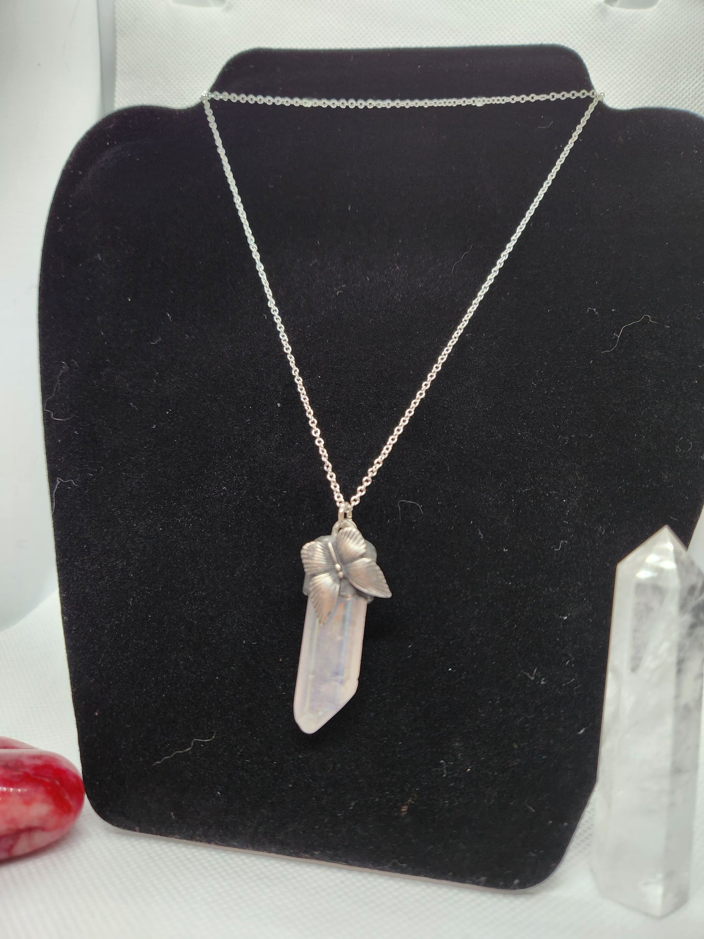 Quartz butterfly necklace