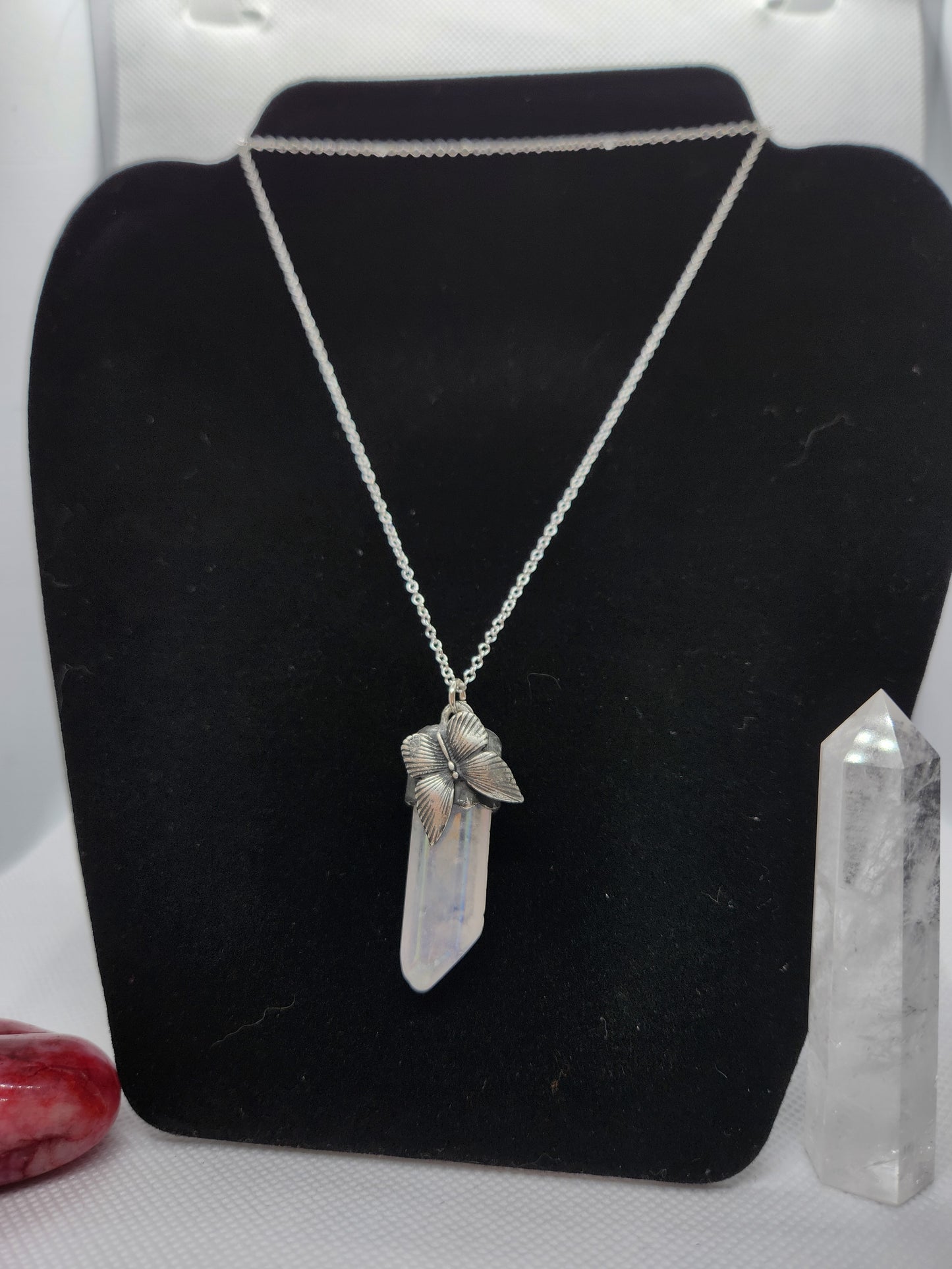 Quartz butterfly necklace