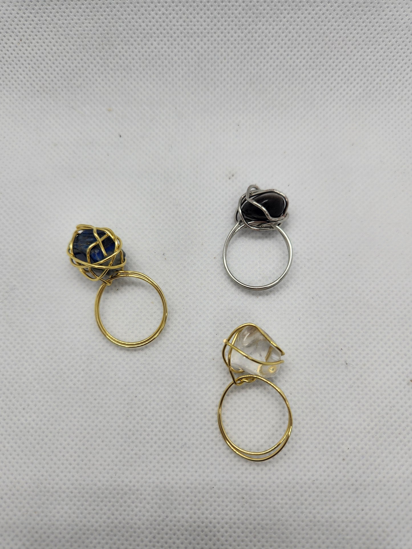 Wire wrapped stone rings