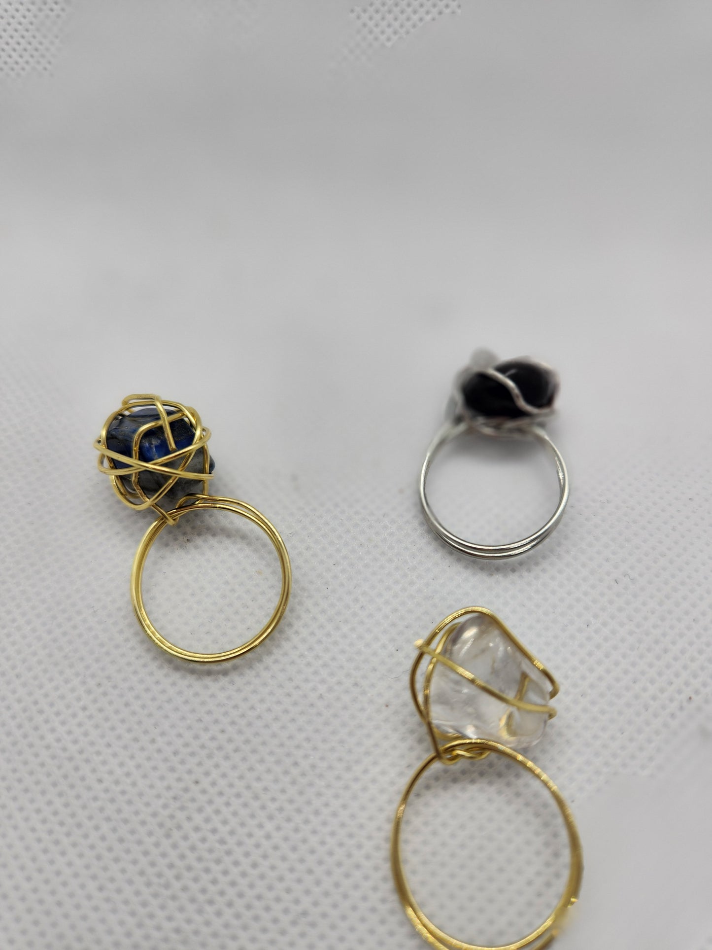 Wire wrapped stone rings