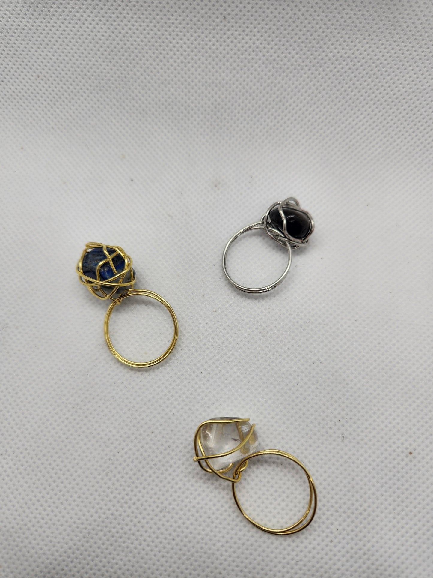 Wire wrapped stone rings