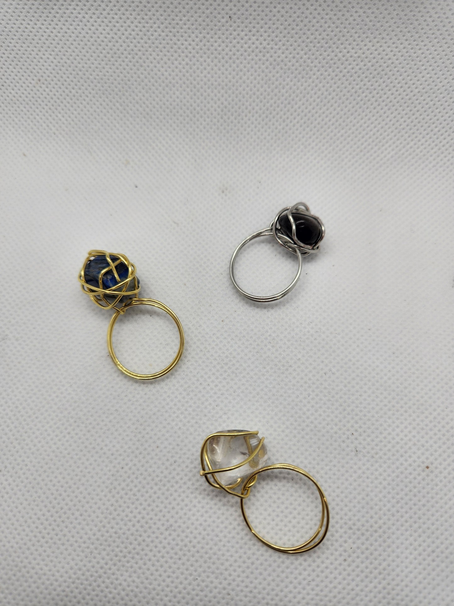 Wire wrapped stone rings