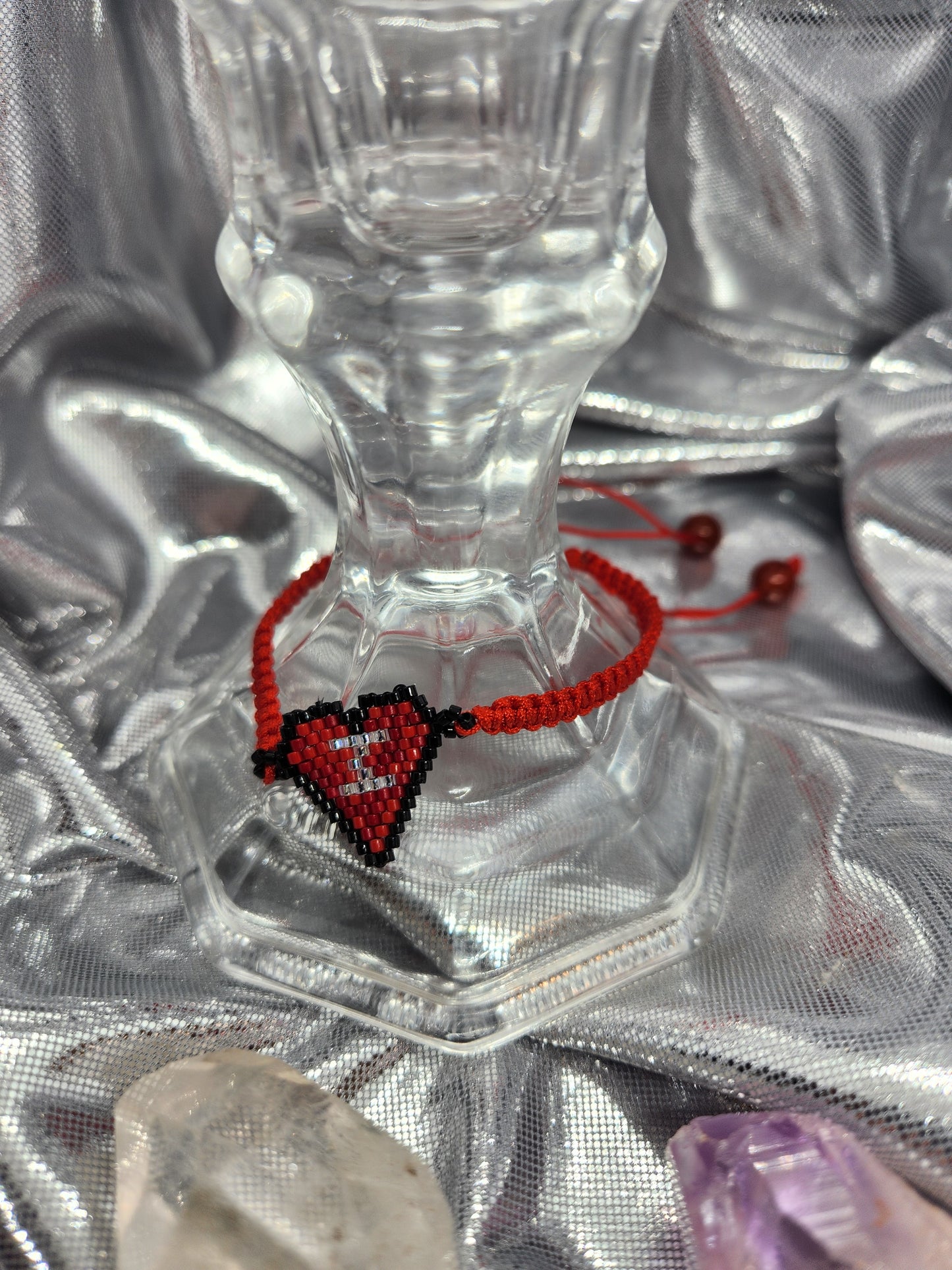 Heart beaded bracelet with letter