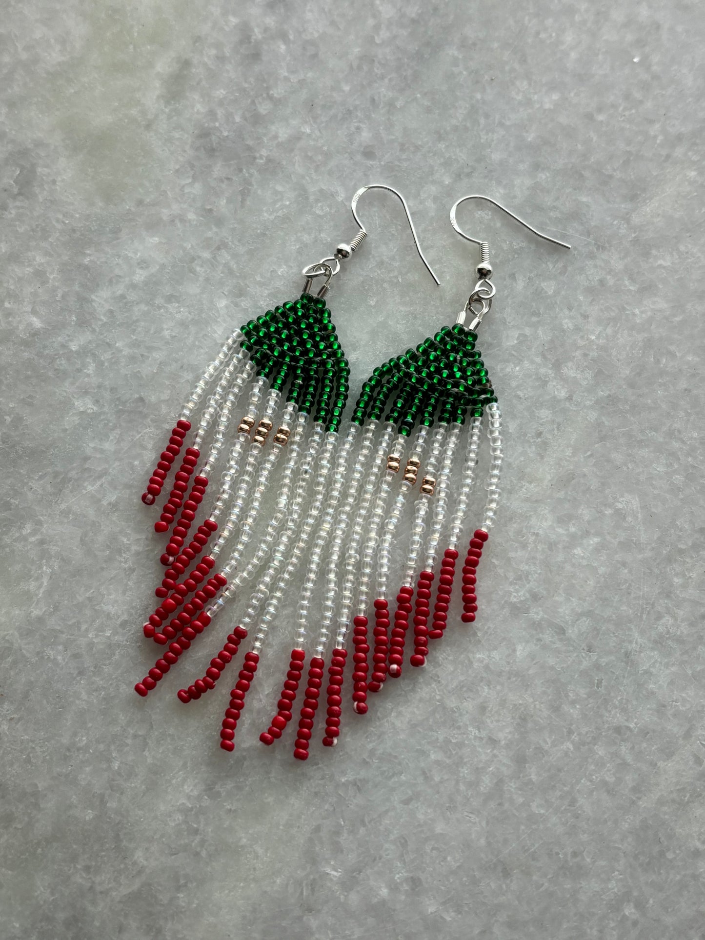 Mexican flag fringe earrings