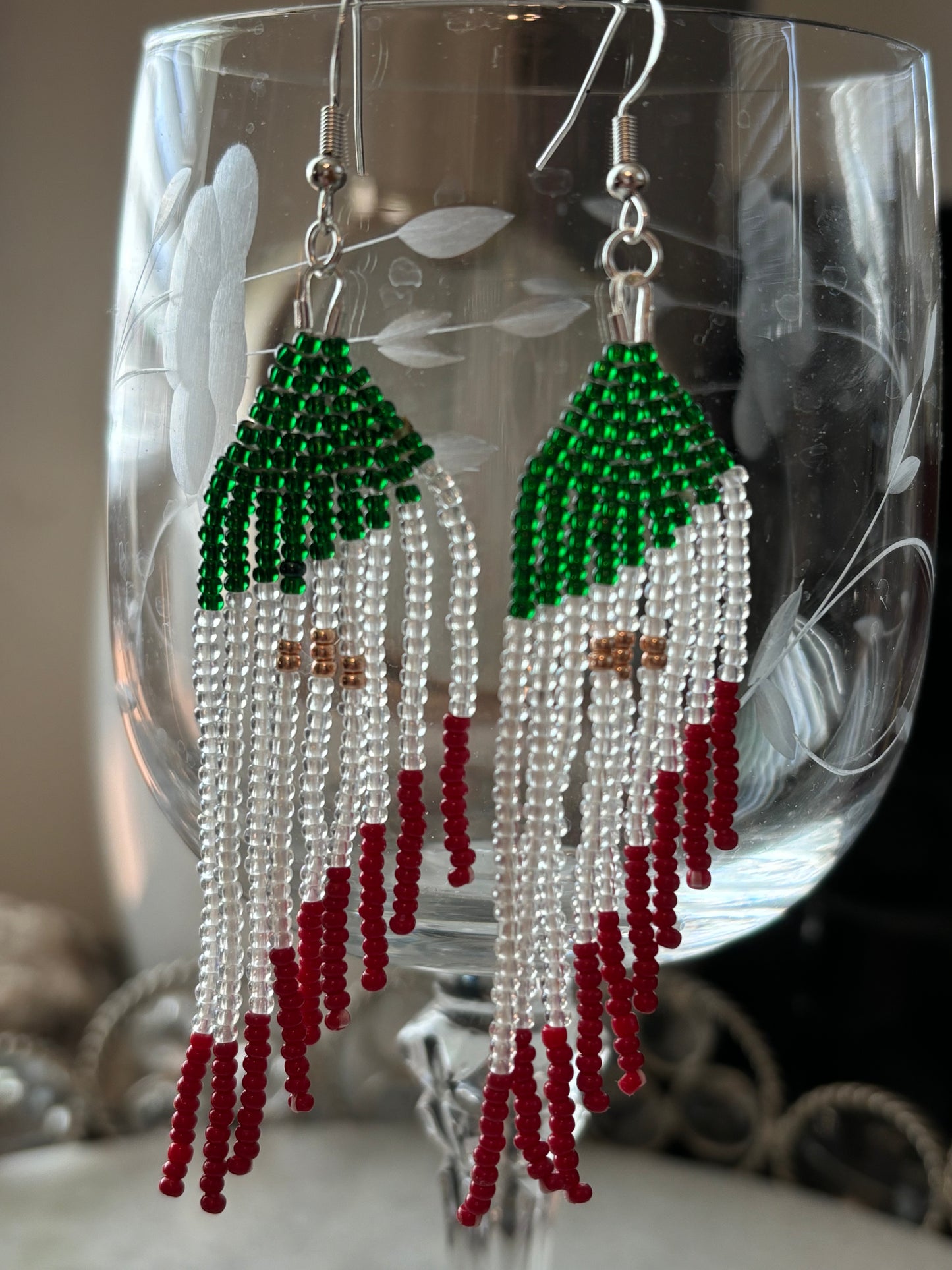 Mexican flag fringe earrings