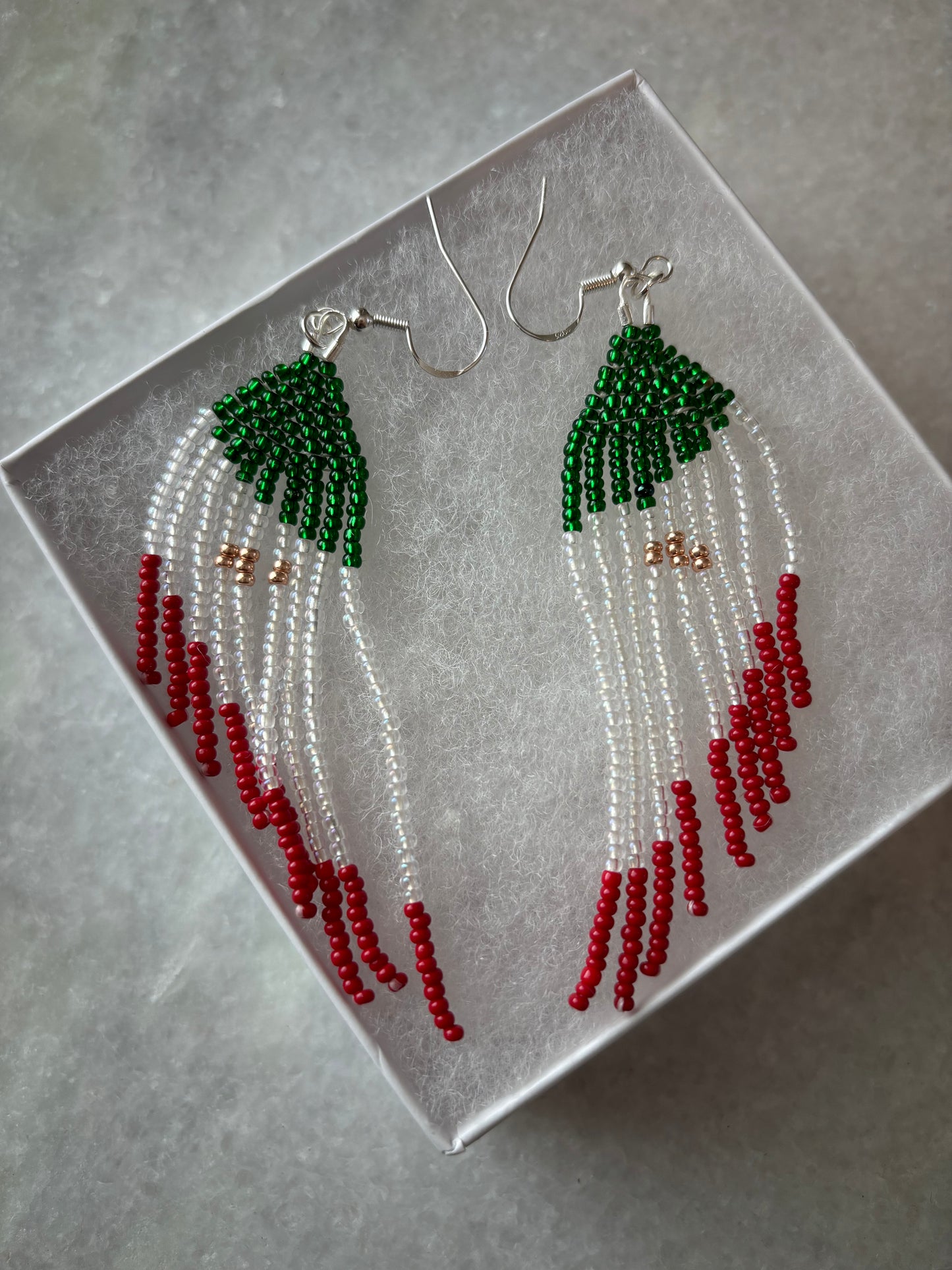 Mexican flag fringe earrings
