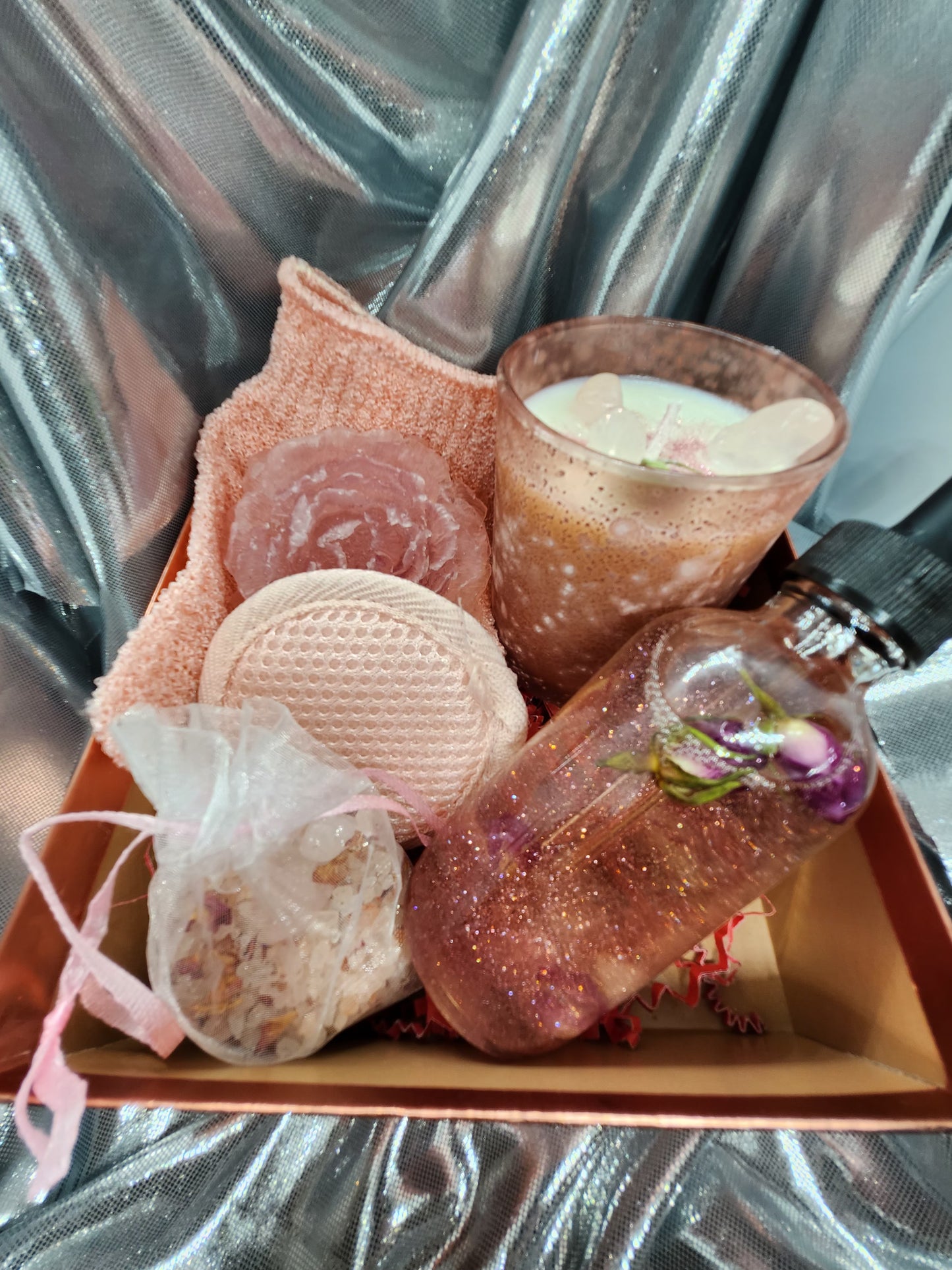 Pampering rose quartz self care gift set