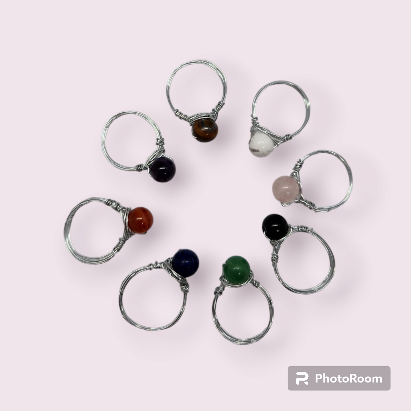Wire wrapped stone rings