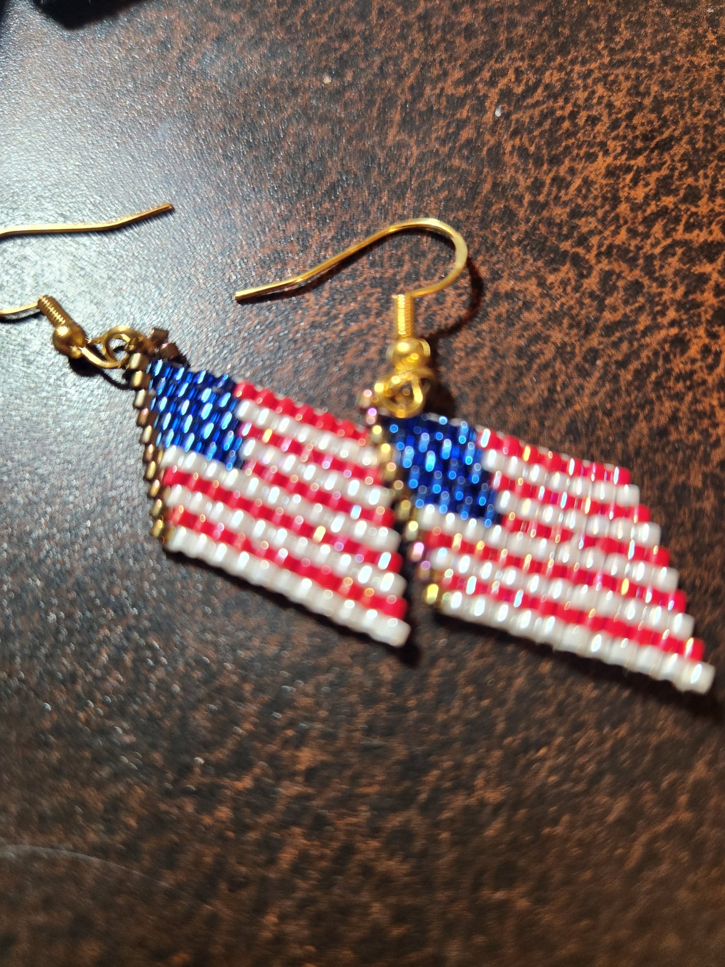 4th of July American flag hand woven earrings