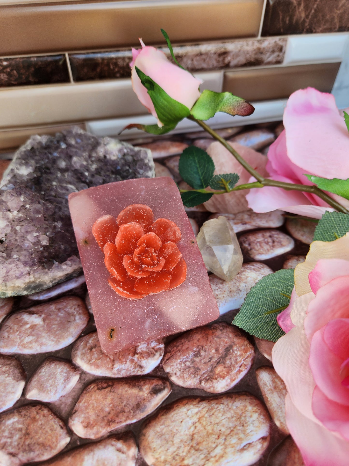 Rose quartz soap