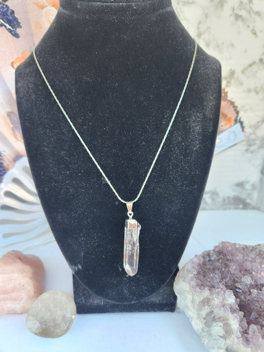 Clear quartz pendant necklace