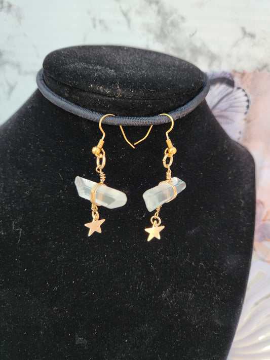 Clear quartz with star earrings