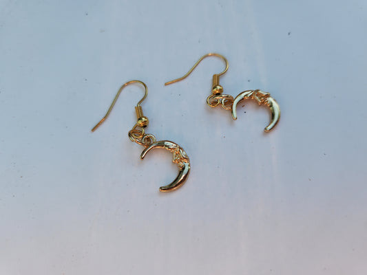 Gold moon earrings