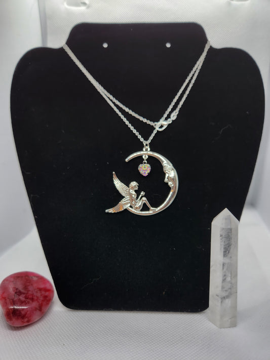 Big fairy and moon necklace