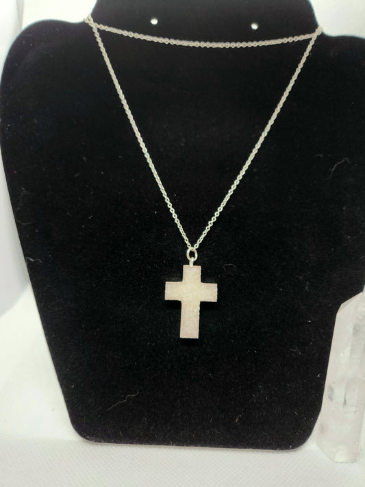 Cross with stone quartz necklace