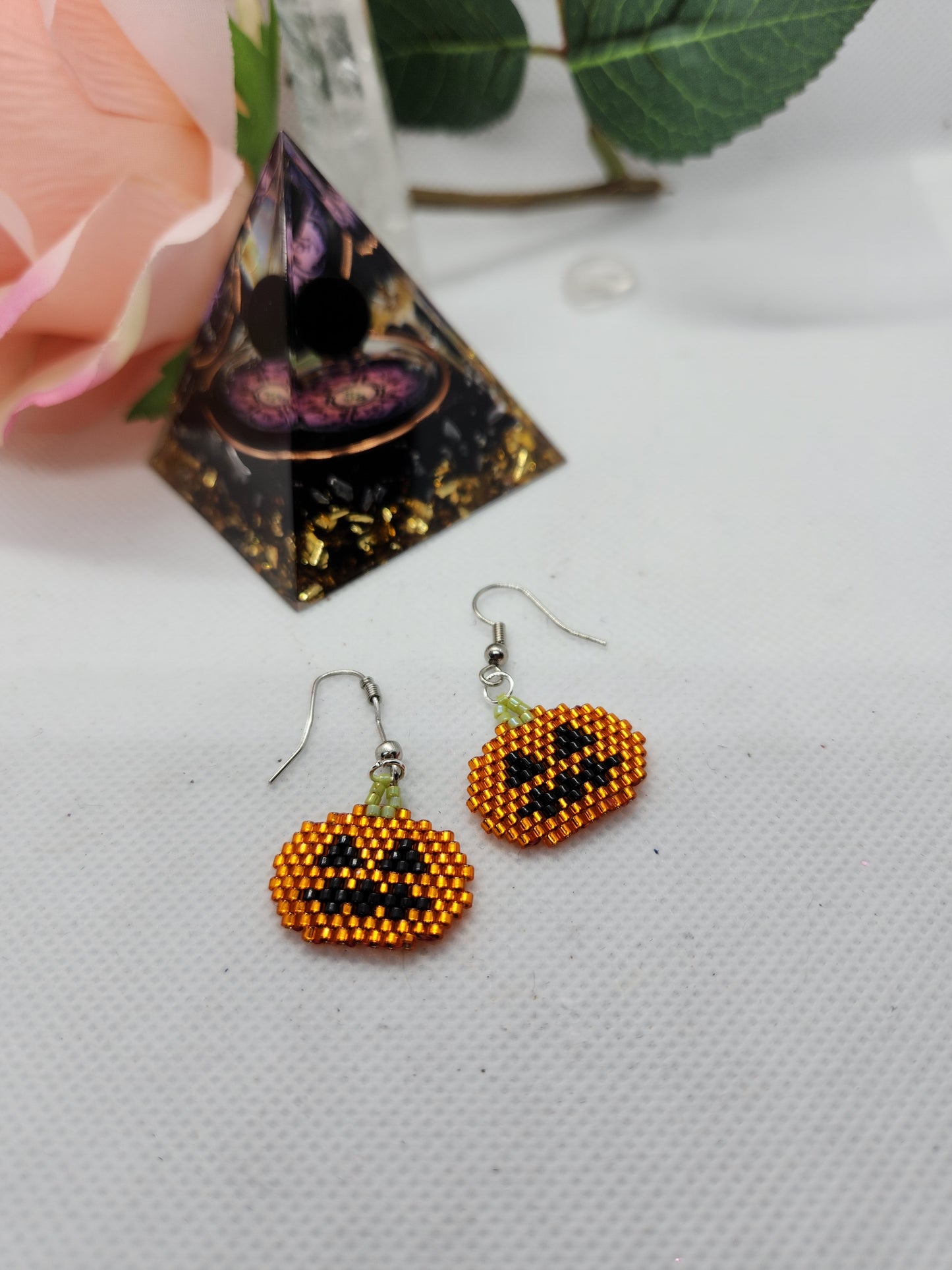 Pumpkin beaded earrings