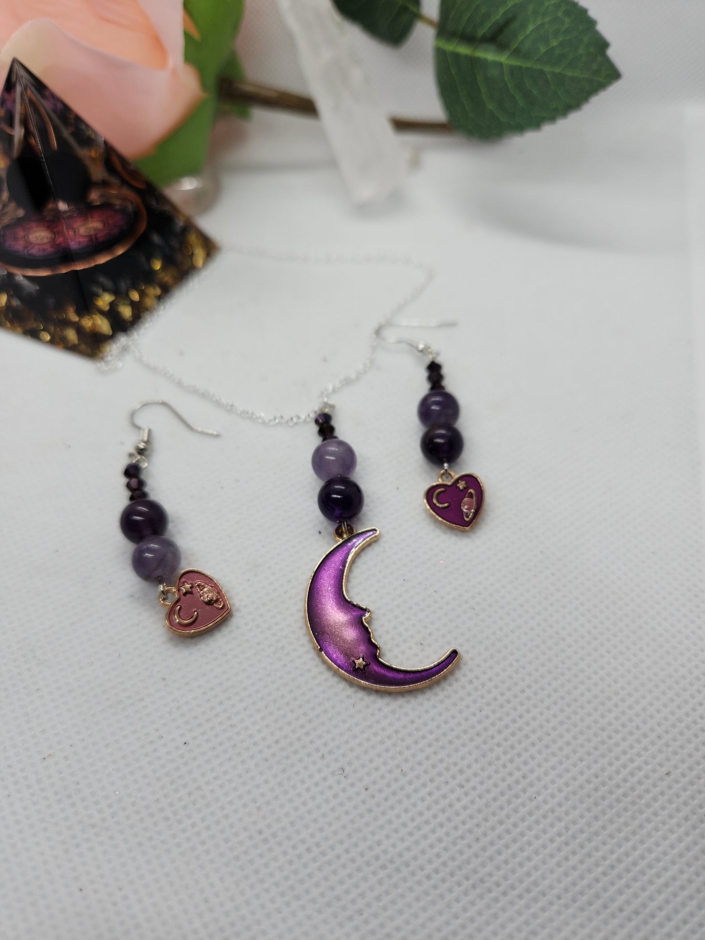 Amethyst moon jewelry set