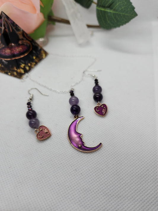 Amethyst moon jewelry set