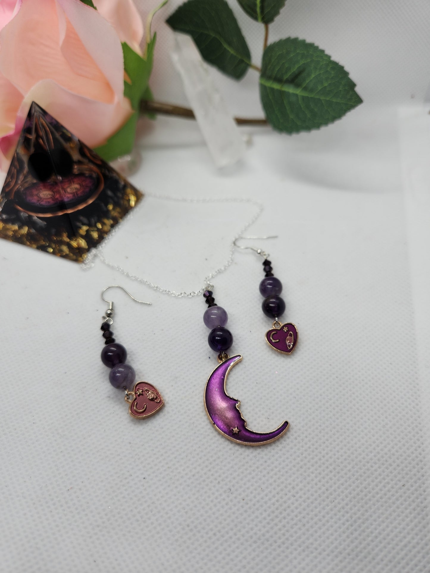 Amethyst moon jewelry set