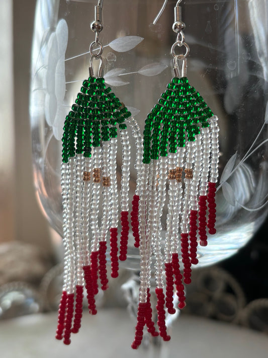 Mexican flag fringe earrings