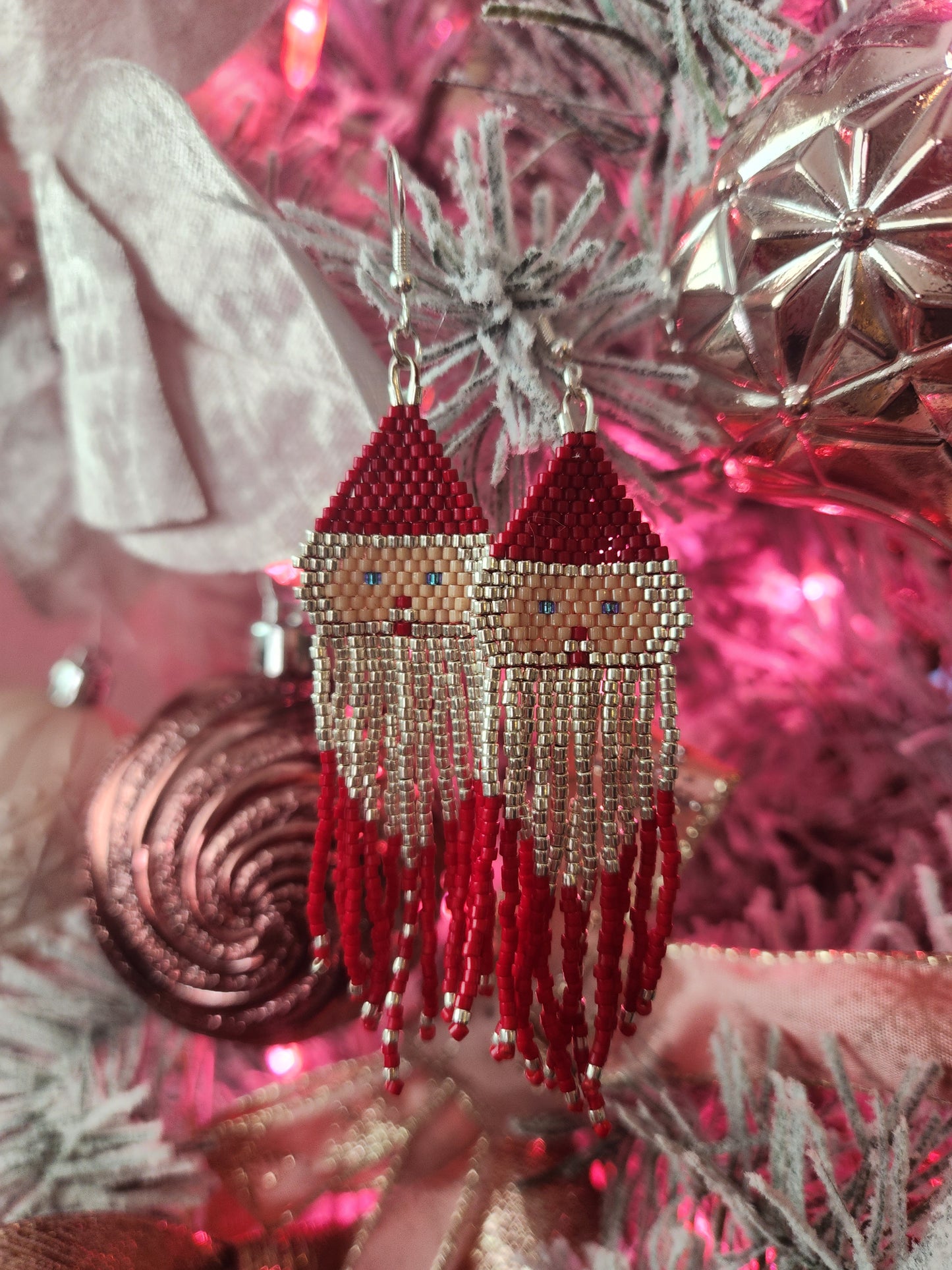 Santa clause fringe earrings