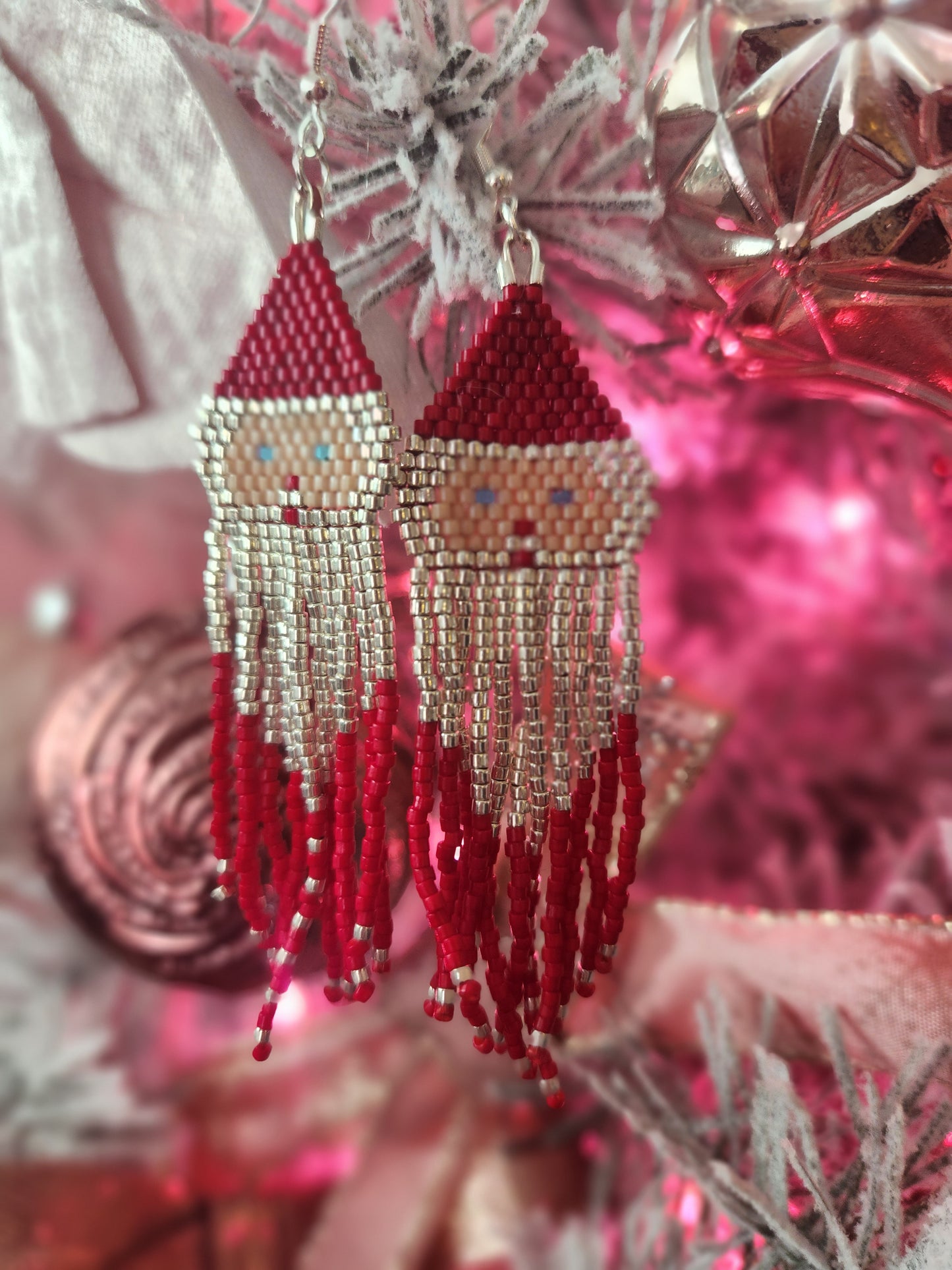 Santa clause fringe earrings