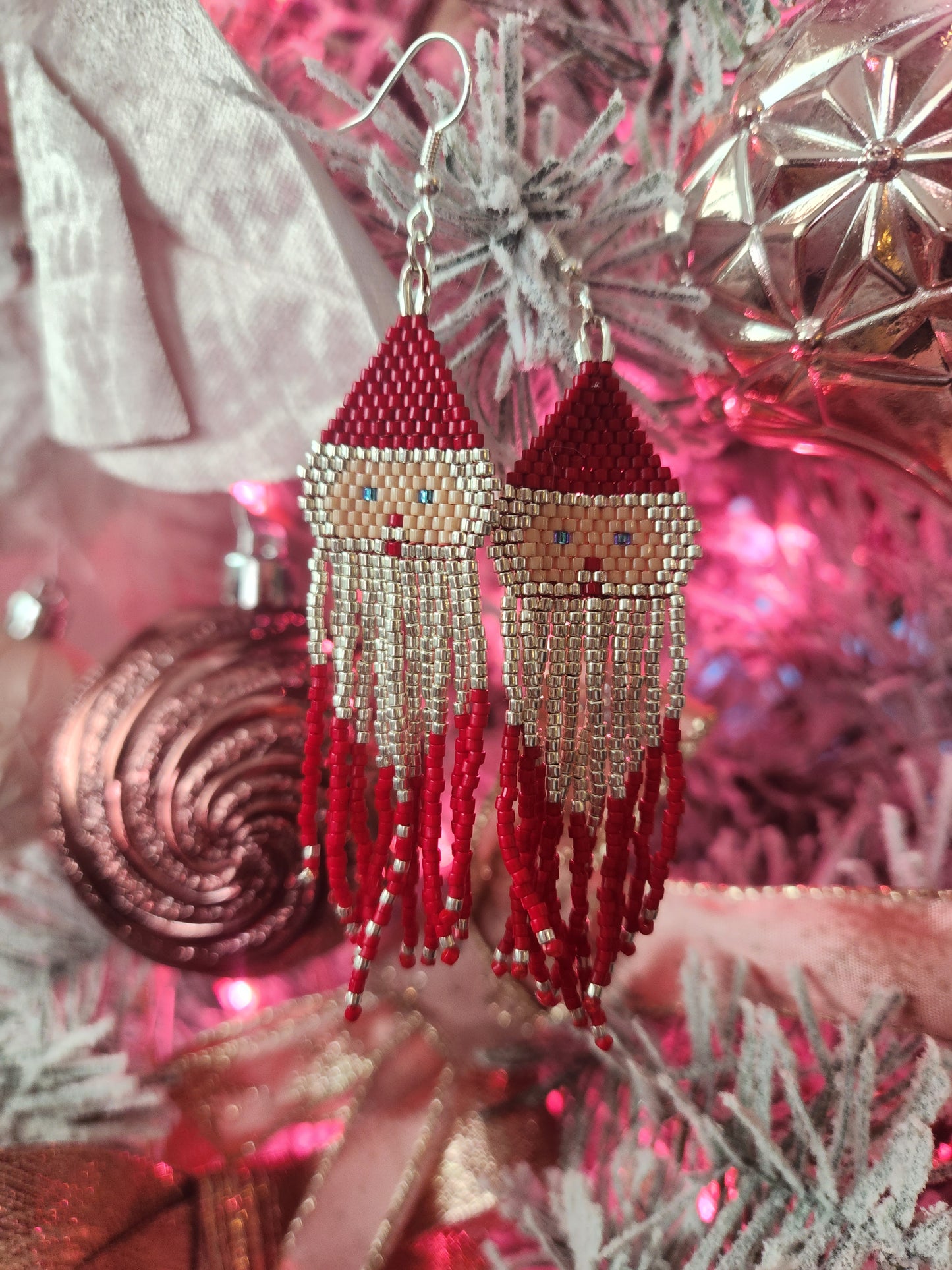 Santa clause fringe earrings