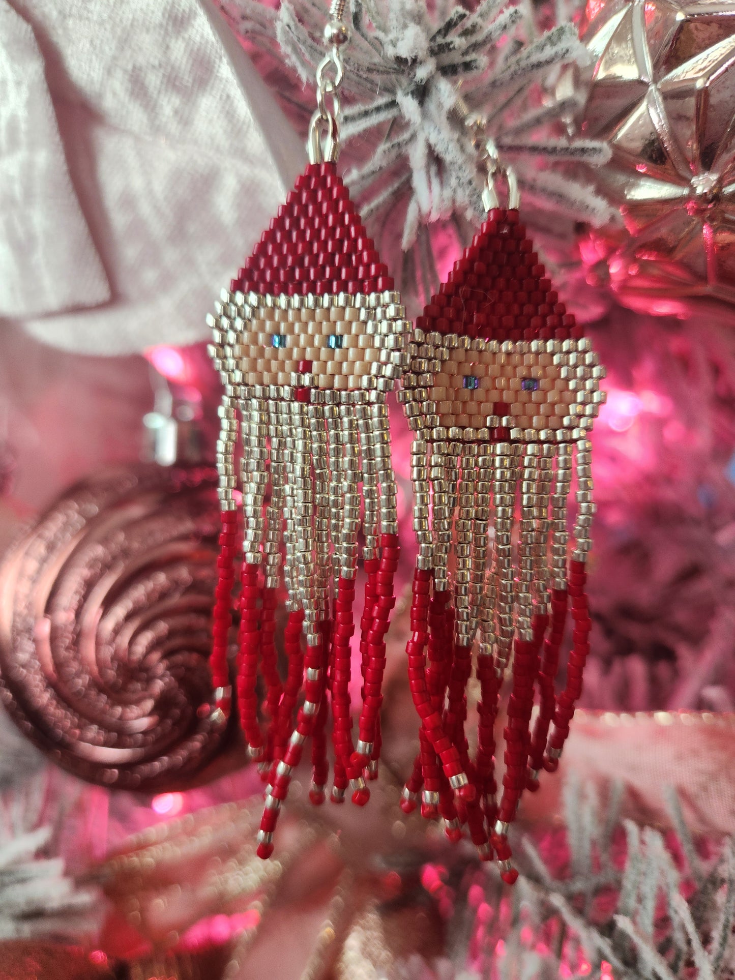 Santa clause fringe earrings